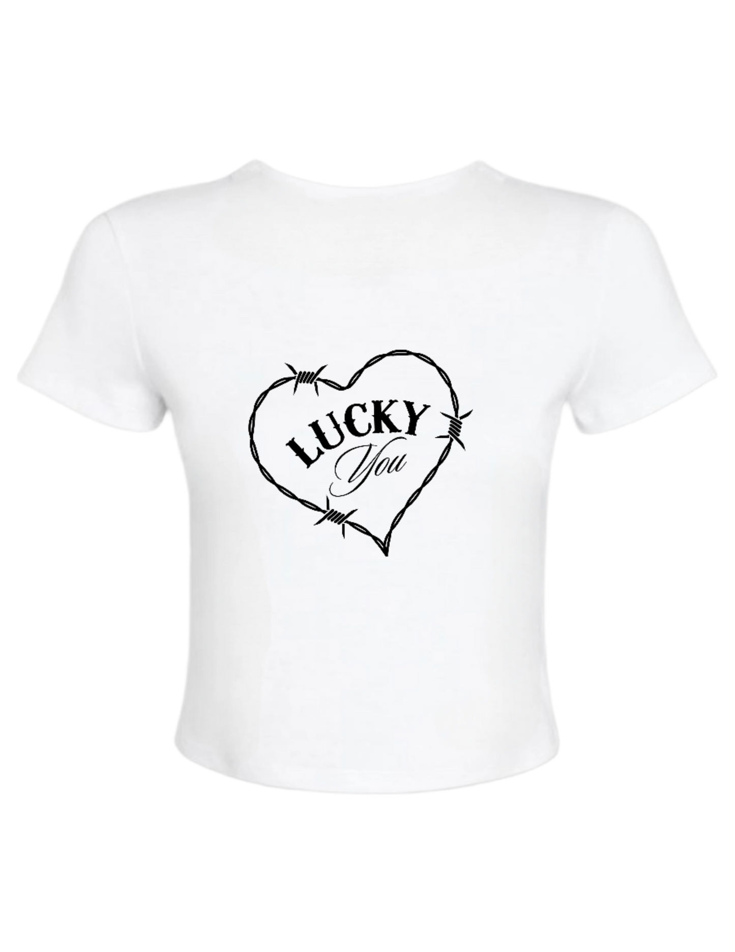 LUCKY YOU KARMA HEART CROPPED TEE