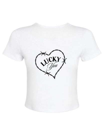 LUCKY YOU KARMA HEART CROPPED TEE