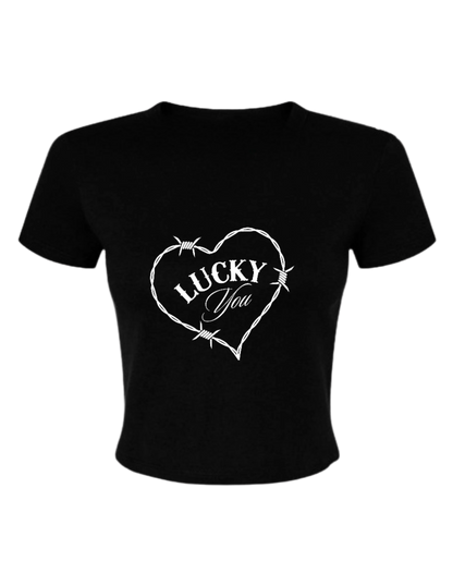 LUCKY YOU KARMA HEART CROPPED TEE